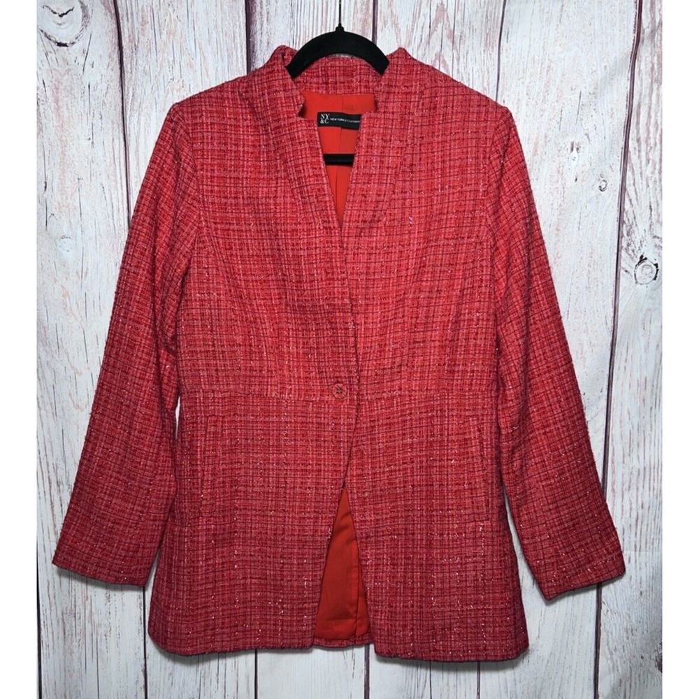 INC International Women's Tweed Red Blazer Holiday Special Occasion Formal Small